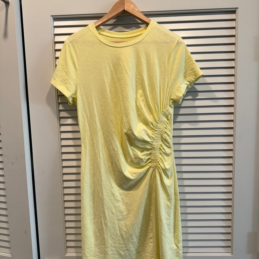 Yellow Ruched T-Shirt Dress